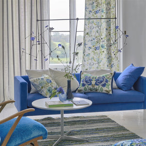 Designers Guild Fiore D'Acqua Delft Cushion in Living Room Setting