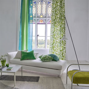 Designers Guild Cartouche Malachite Cushion in living room setting