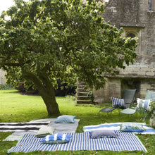 Load image into Gallery viewer, Designers Guild Muara Cobalt Outdoor Cushion  on Outdoor Rug