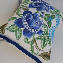 Load image into Gallery viewer, Isabella Embroidered Cobalt Cushion close up, by Designers Guild