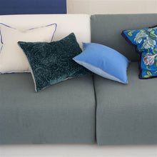 Load image into Gallery viewer, Designers Guild Cartouche Teal Cushion on Sofa