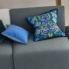Load image into Gallery viewer, Eleonora Embroidered Cobalt Cushion, by Designers Guild on sofa