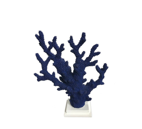 Faux Blue Coral on Wooden Base