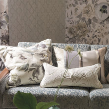 Load image into Gallery viewer, Shanghai Garden Ecru Linen Cushion, by Designers Guild on couch
