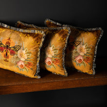 Load image into Gallery viewer, Timorous Beasties Chintz Moth Fringed Cushion Side View