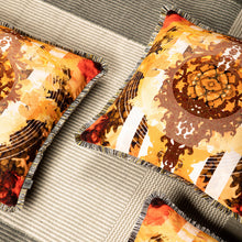 Load image into Gallery viewer, Timorous Beasties Totem Damask Pickled Quince Fringed Cushion