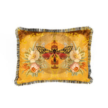 Load image into Gallery viewer, Timorous Beasties Chintz Moth Fringed Velvet Cushion Front
