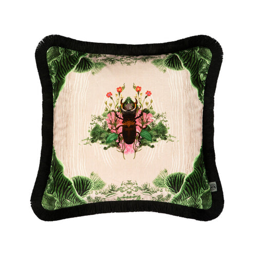 Beetle Blotch Fringed Velvet Cushion, by Timorous Beasties