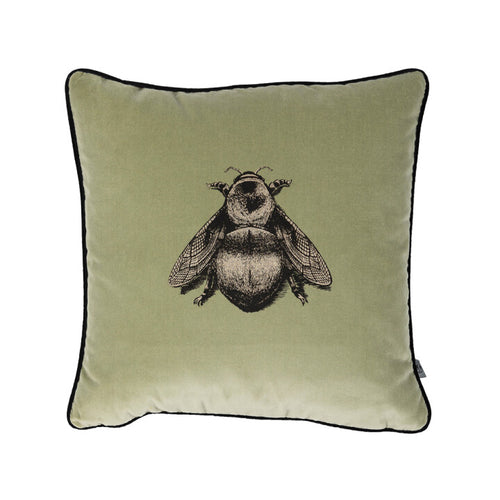 Small Napoleon Bee Sage Velvet Cushion, by Timorous Beasties