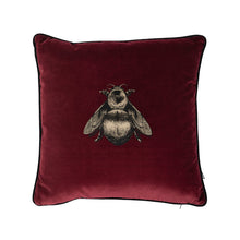 Load image into Gallery viewer, Timorous Beasties Napoleon Bee Burgundy Cushion Front