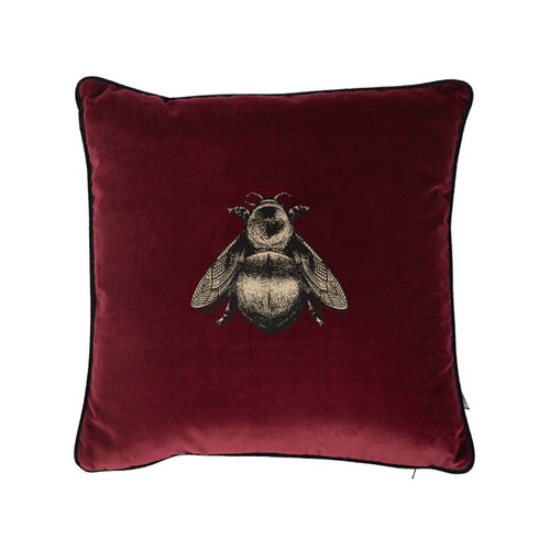 Small Napoleon Bee Burgundy Velvet Cushion, by Timorous Beasties
