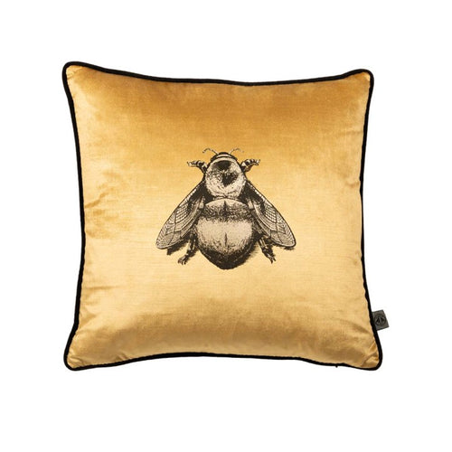 Small Napoleon Bee Gold Velvet Cushion, by Timorous Beasties