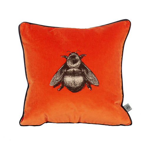 Small Napoleon Bee Orange Velvet Cushion, by Timorous Beasties