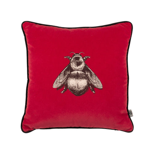 Small Napoleon Bee Crimson Velvet Cushion, by Timorous Beasties