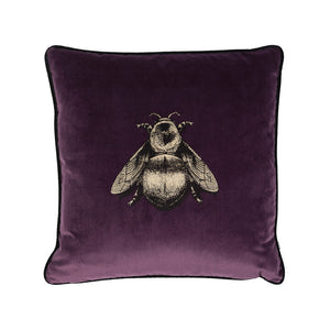 Small Napoleon Bee Aubergine Velvet Cushion, by Timorous Beasties