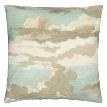Load image into Gallery viewer, Dragonfly Over Clouds Sky Blue Cushion reverse, by John Derian for Designers Guild