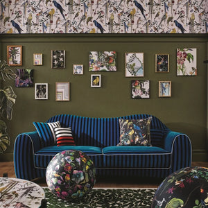 Birds Sinfonia Crepuscule Cushion, by Christian Lacroix in living room setting