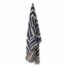 Load image into Gallery viewer, Bloomingville Frankie Blue and White Recycled Cotton Throw Hanging