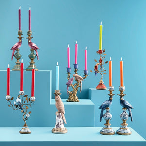 Blue & White Parrot Candleholder