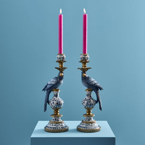 Blue & White Parrot Candleholder