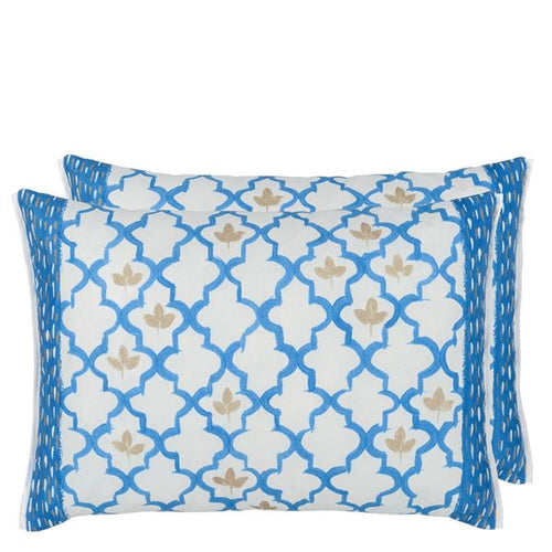 Pergola Trellis Cobalt Cushion, by Designers Guild