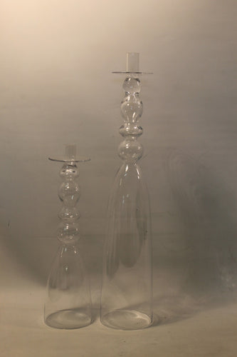 Clear Glass Candlestick, set of 2