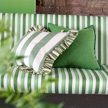 Load image into Gallery viewer, Designers Guild Berkeley Stripe Celadon Cushion on Green Striped Sofa
