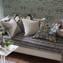 Indlæs billede til gallerivisning Designers Guild Brera Lino Thyme &amp; Pebble Cushion on bench on Sofa