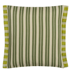 Designers Guild Cork Street Stripe Natural Cotton Cushion on Sofa Reverse