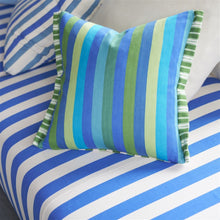 Load image into Gallery viewer, Designers Guild Cork Street Striped Cobalt Cushion Close up