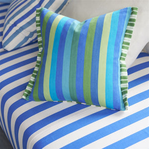 Designers Guild Cork Street Striped Cobalt Cushion Close up