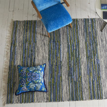 Indlæs billede til gallerivisning Eleonora Embroidered Cobalt Cushion, by Designers Guild on area rug