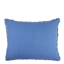 Load image into Gallery viewer, Blue pillow with textured edges on a white background