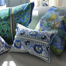 Indlæs billede til gallerivisning Designers Guild Enamel Floral Indigo Cotton Cushion with other Designers Guild Cushions