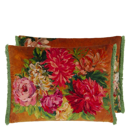 Designers Guild Fleurs d'Artiste Terracotta Velours Cushion