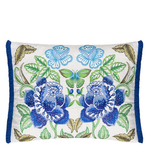 Isabella Embroidered Cobalt Cushion front, by Designers Guild