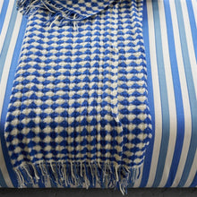 Indlæs billede til gallerivisning Designers Guild Lansdowne Cobalt Throw on Blue Striped Ottoman