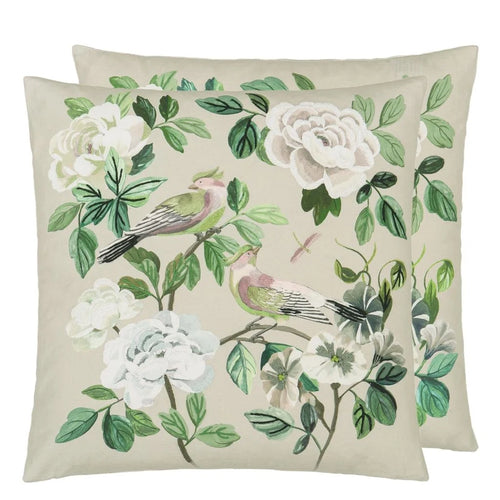 Designers Guild Miraflores Cameo Cotton Cushion with embroidered detail