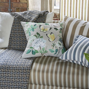 Designers Guild Miraflores Cameo Cotton Cushion Reverse on Sofa