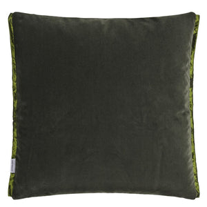 Designers Guild Raku Patchwork Chocolate Velour Cushion reverse detail