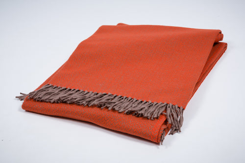 Australia Herringbone Merino Wool Blanket, Orange