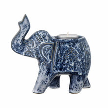 Indlæs billede til gallerivisning Elephant Blue Stoneware Votive with candle