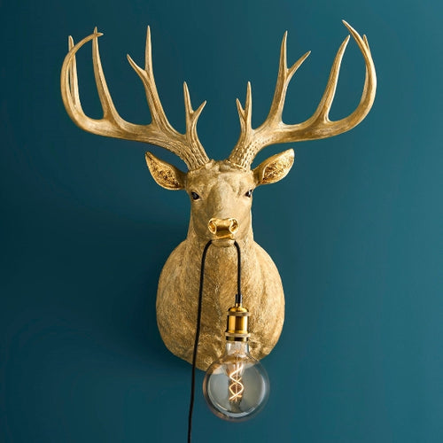 Gold Harry Wall Lamp on Turquoise Wall