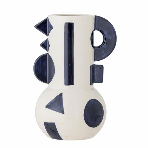 Graphica Blue and White Stoneware Vase