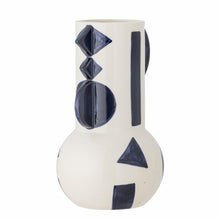 Indlæs billede til gallerivisning Graphica Blue and White Stoneware Vase Front View