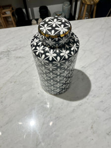 Black & White Tanger Patterned Jar, ø14 x h27 cm