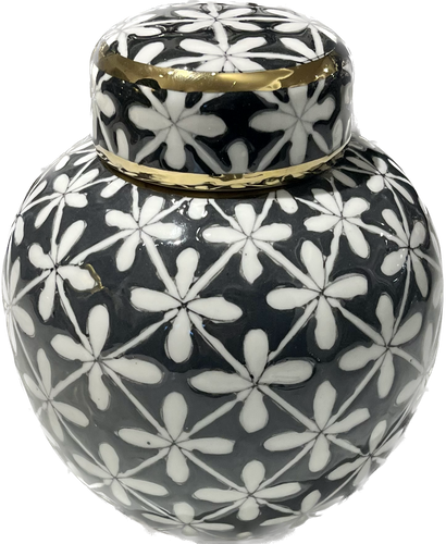 Black & White Tanger Patterned Jar, ø18 x h22 cm