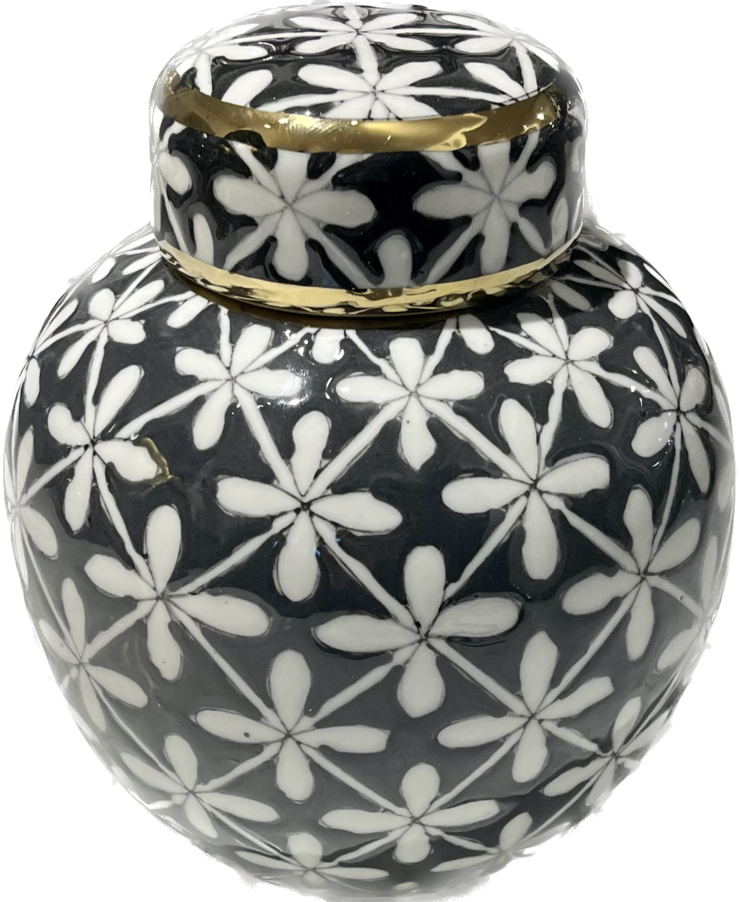 Black & White Tanger Patterned Jar, ø18 x h22 cm