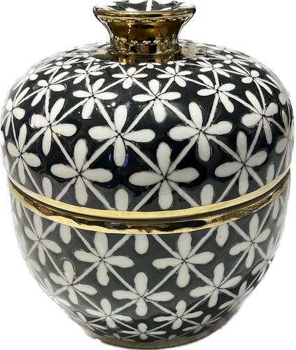 Black & White Tanger Patterned Jar, ø18 x h19 cm