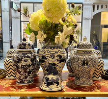 Load image into Gallery viewer, Chevron Blue &amp; White Ginger Jar